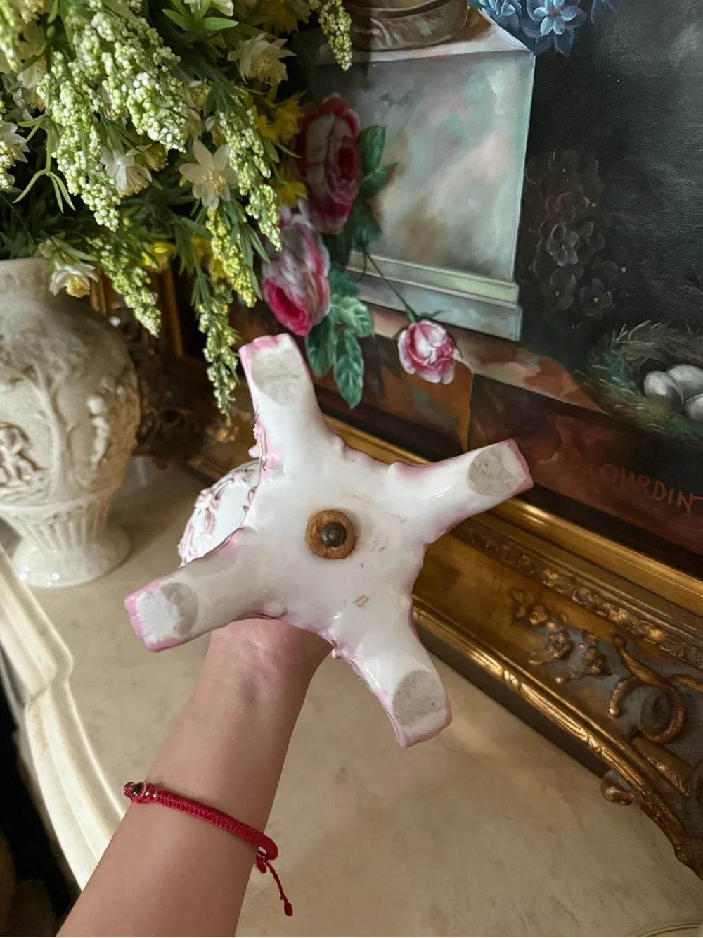 Porcelain pink oil lamp
